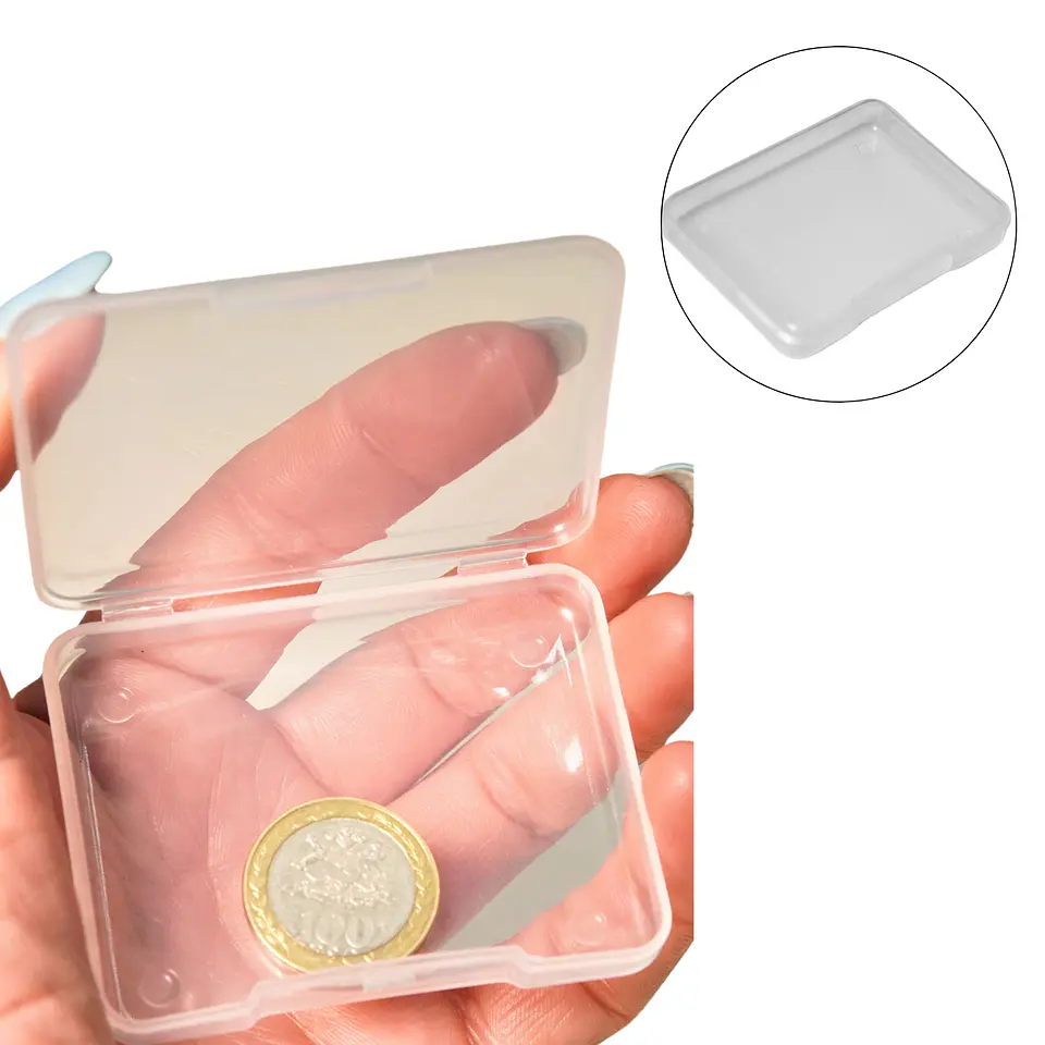 Pack de 12 cajas plasticas transparentes 68x53 mm almacenaje 2
