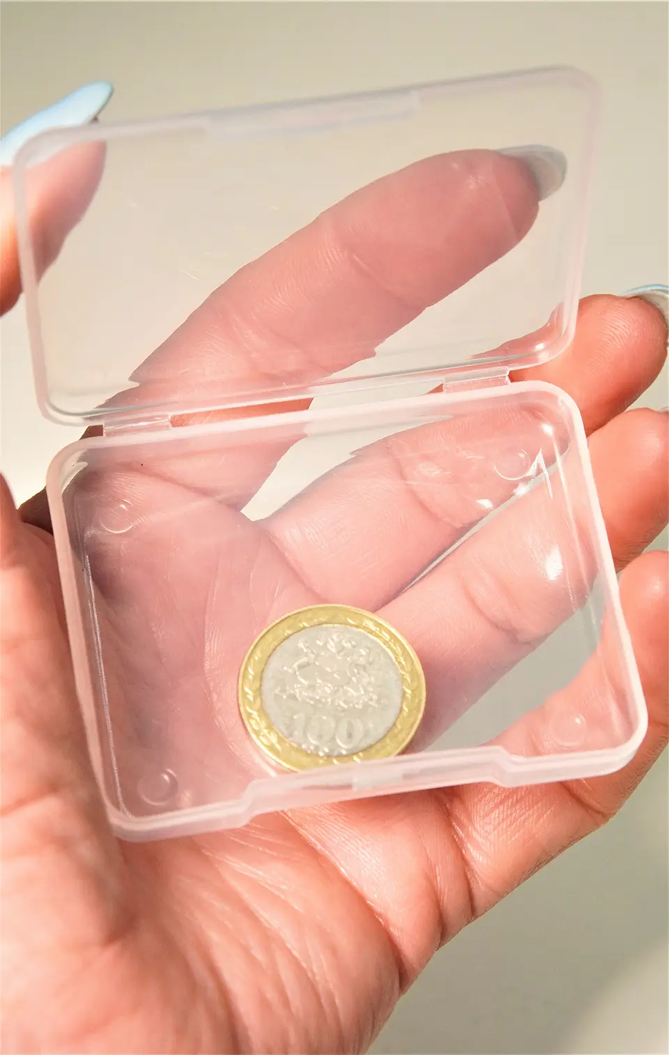 Pack de 12 cajas plasticas transparentes 68x53 mm almacenaje 8