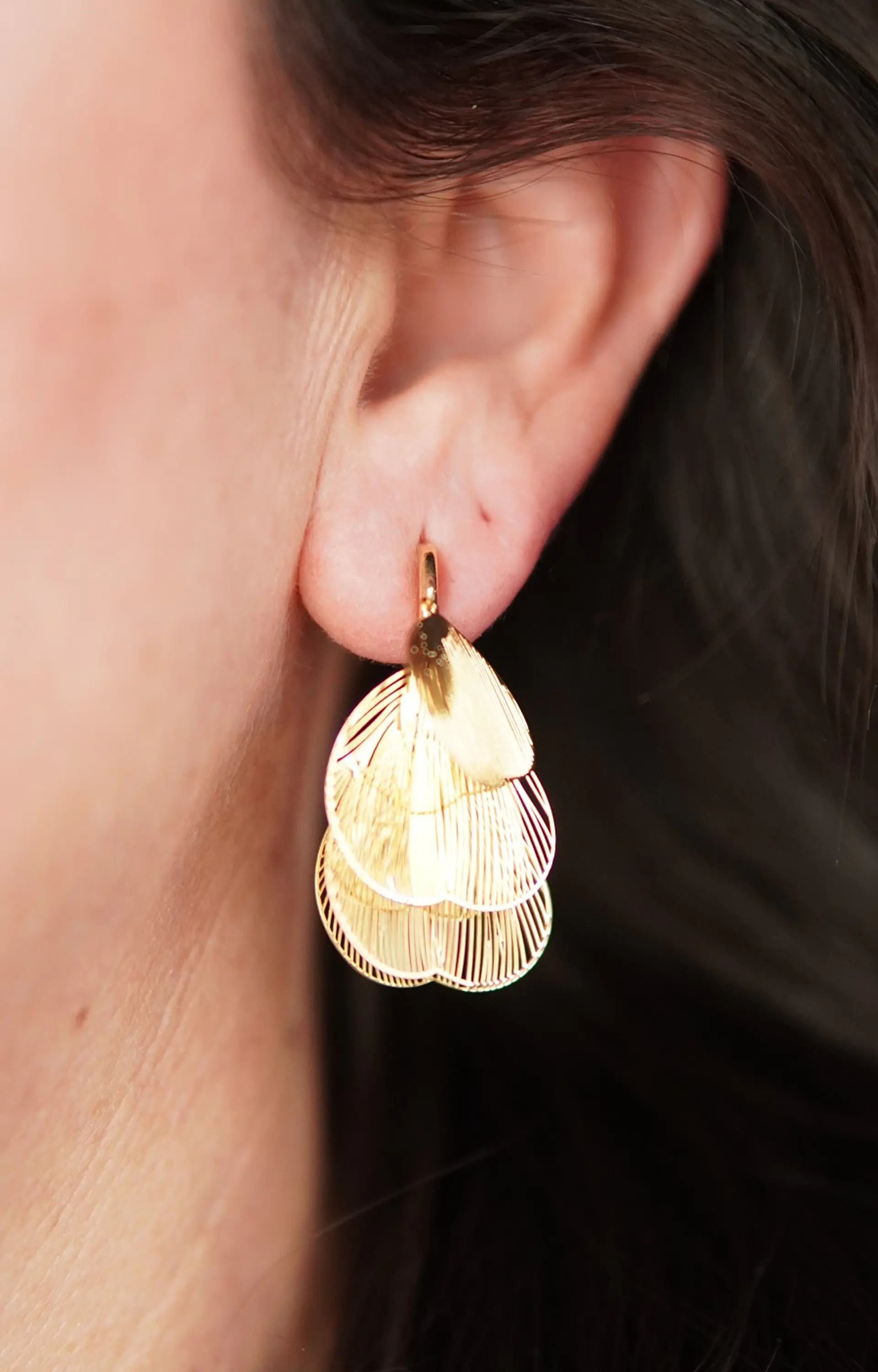 Aros Libelula sin perforacion bañados en oro 14k 5