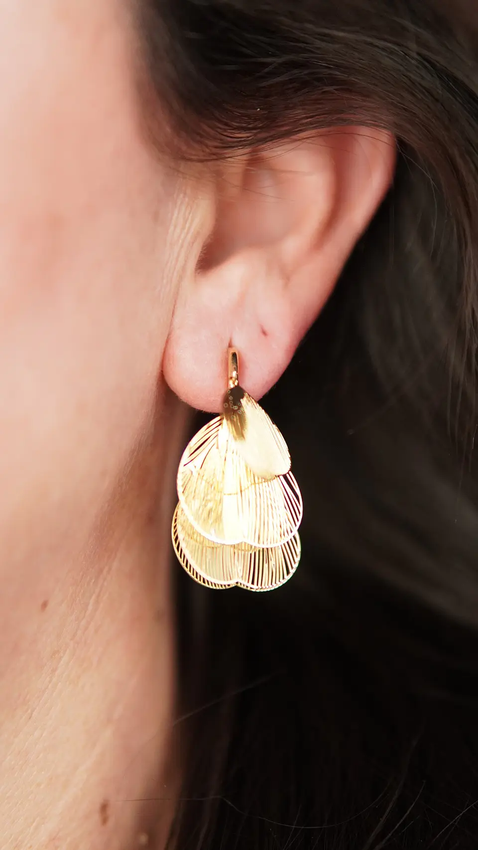Aros Libelula sin perforacion bañados en oro 14k 5