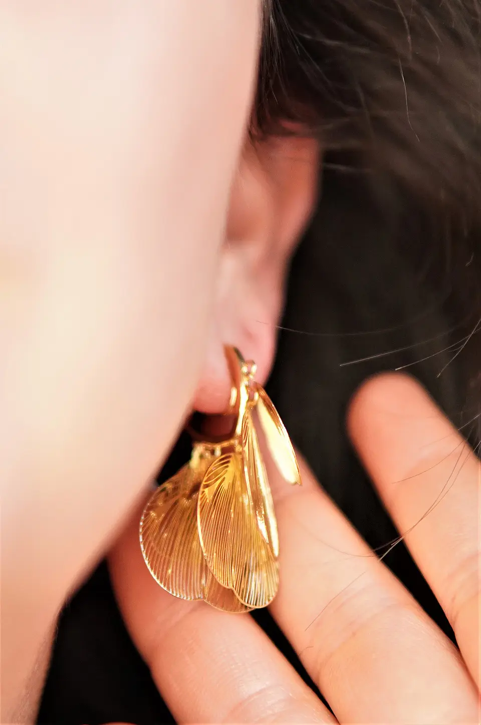 Aros Libelula sin perforacion bañados en oro 14k 2