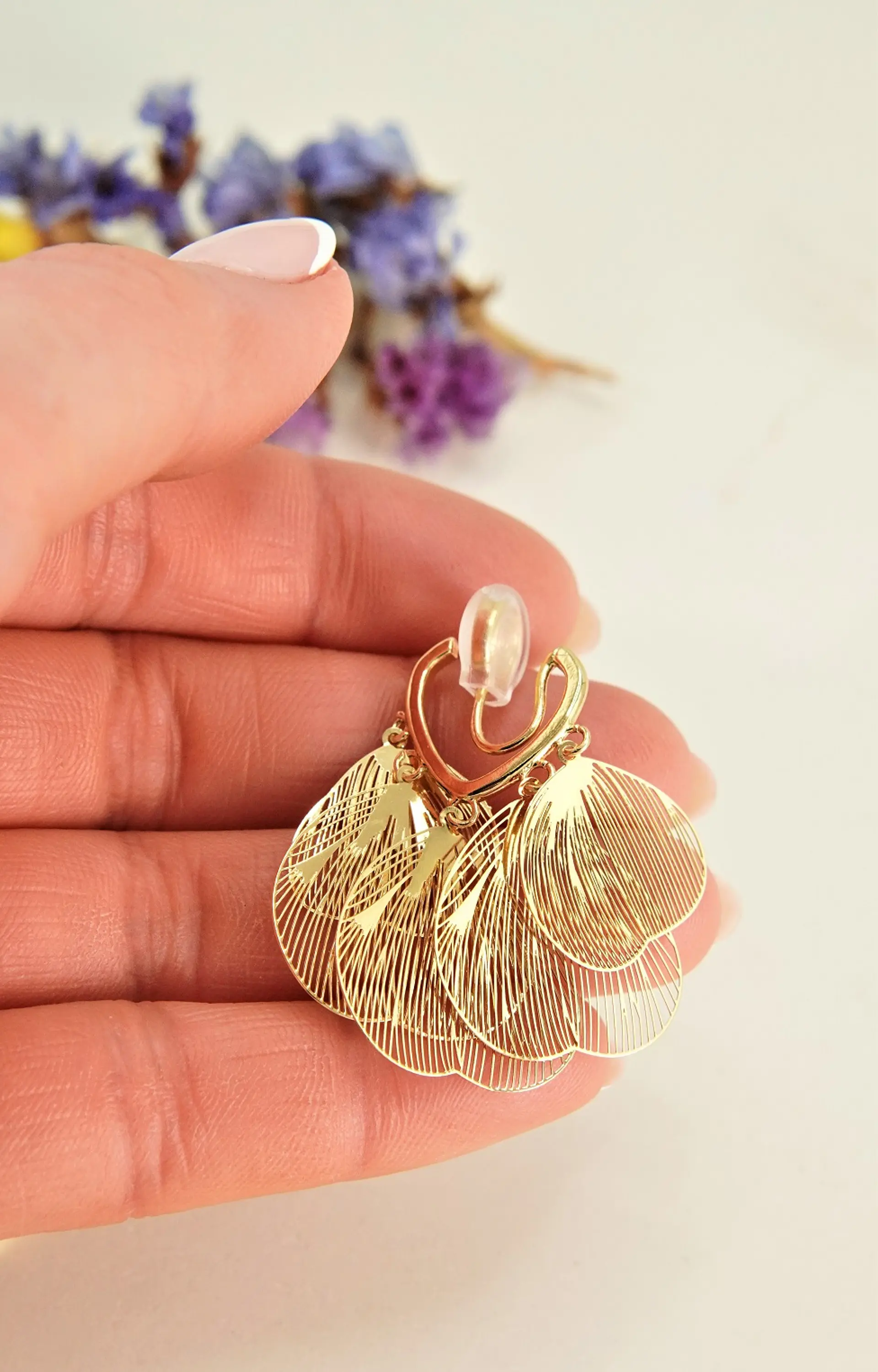 Aros Libelula sin perforacion bañados en oro 14k 8