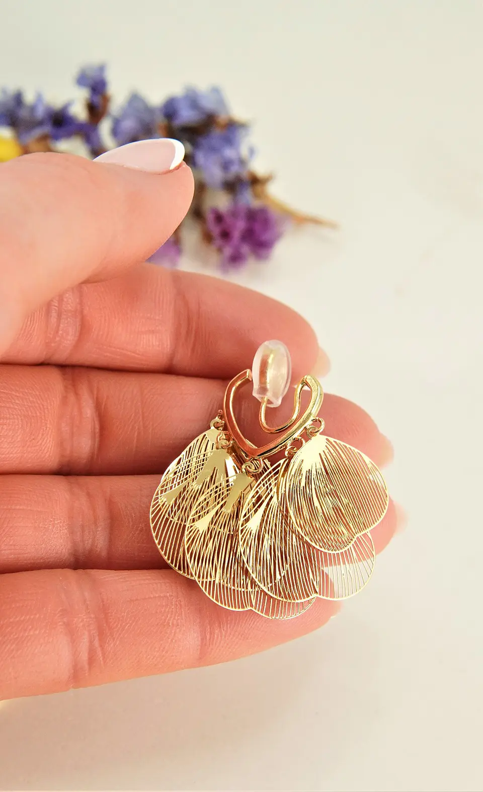 Aros Libelula sin perforacion bañados en oro 14k 8