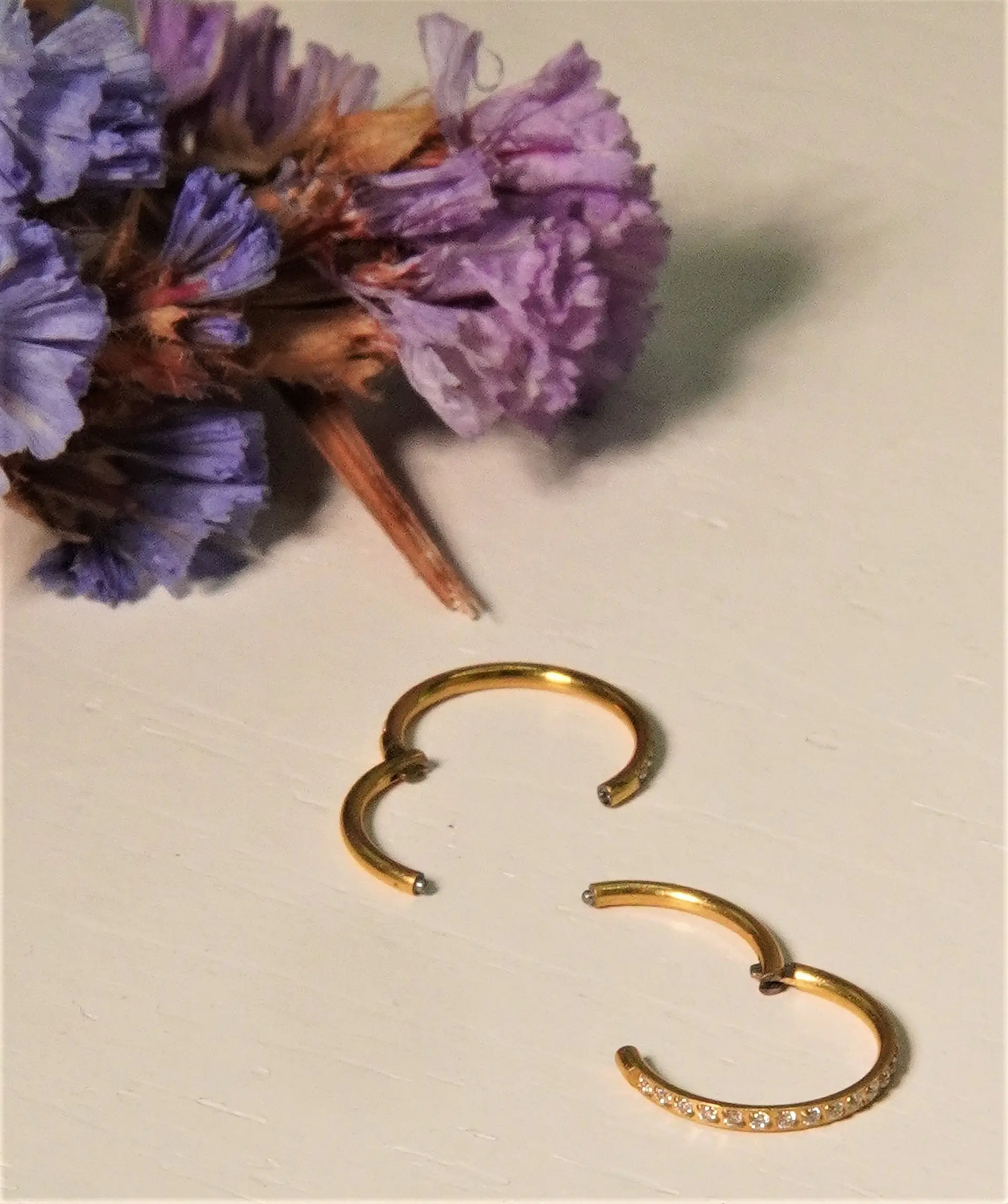 Argollas Emma 20G 8mm zirconias titanio PVD oro 18k 6