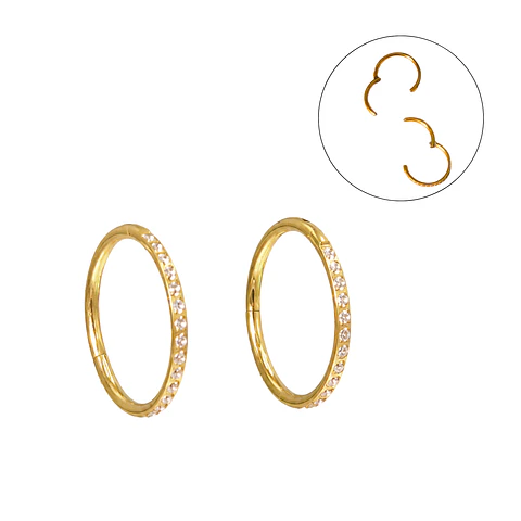 Argollas Emma 20G 8mm zirconias titanio PVD oro 18k