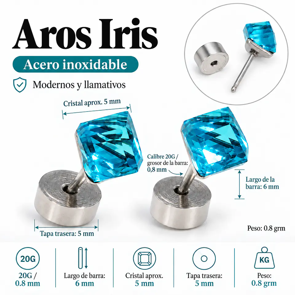 Aros abridores Iris azul cristal  3