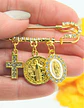 Prendedor Religioso Clara Medallas Zirconias San Benito Virgen Maria - Miniatura 8