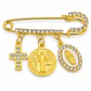 Prendedor Religioso Clara Medallas Zirconias San Benito Virgen Maria - Miniatura 2