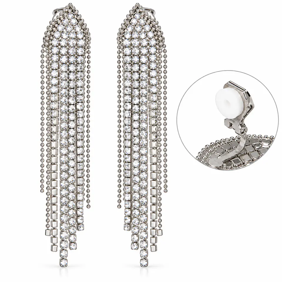 Aros Venus Sin Perforación Clip Zirconias Baño en Plata 1