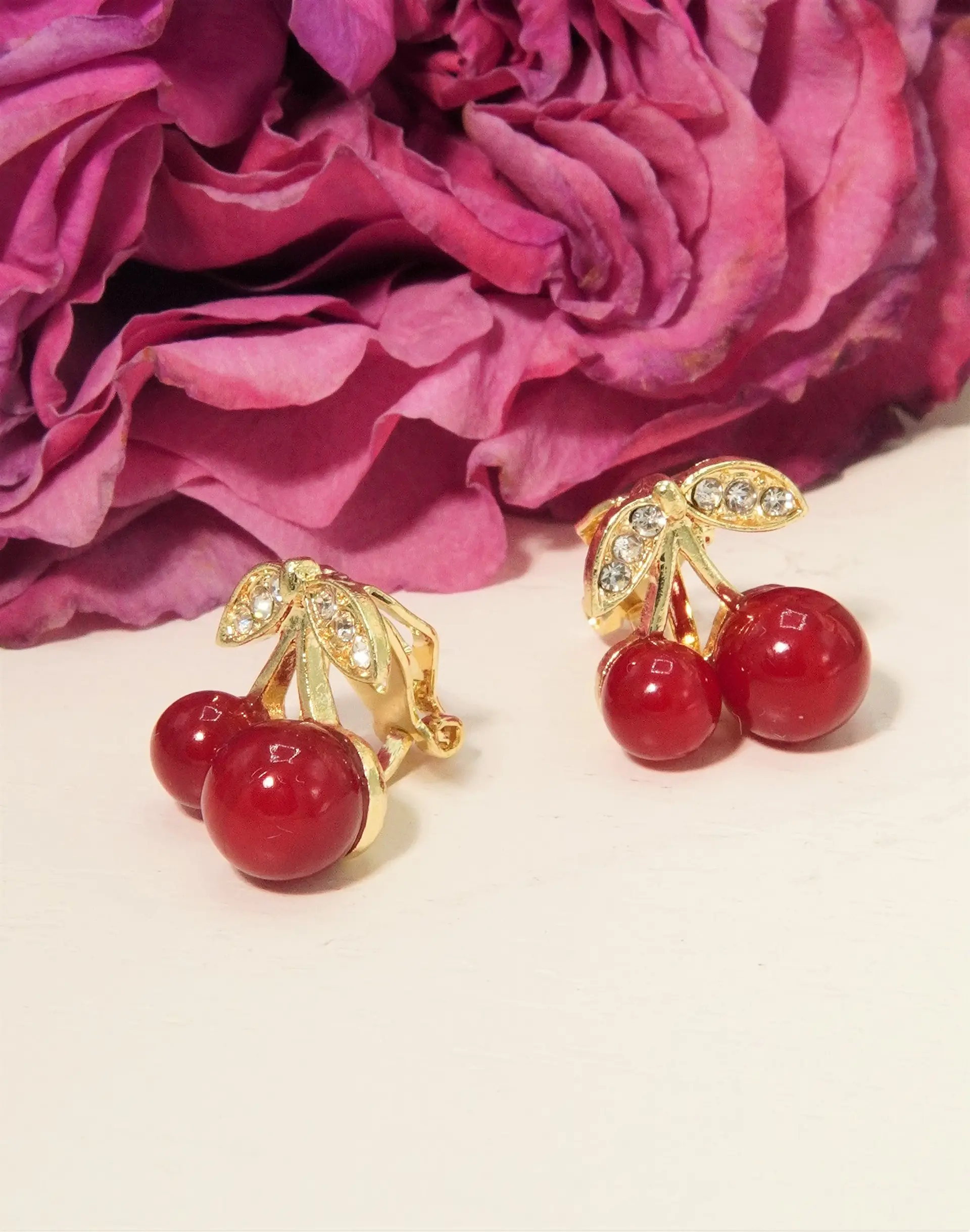 Aros Cereza Chic Sin Perforación Clip Zirconias 5