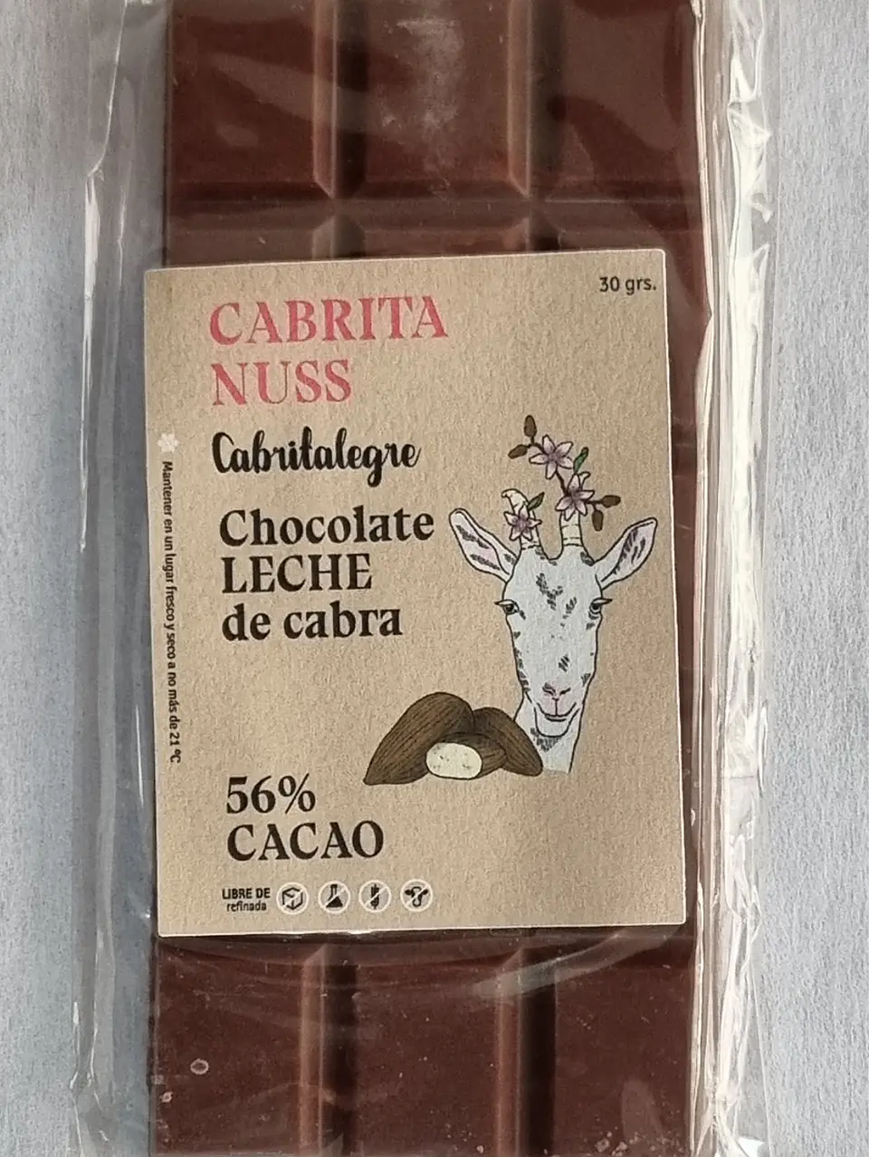 Chocolate de Leche de Cabra con Almendras - Cabrita Nuss - 30g 2