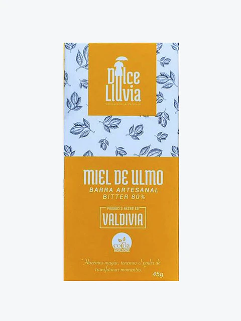 Miel de Ulmo - Barra Artesanal Chocolate Amargo 80% - Dulce Lluvia - 40g