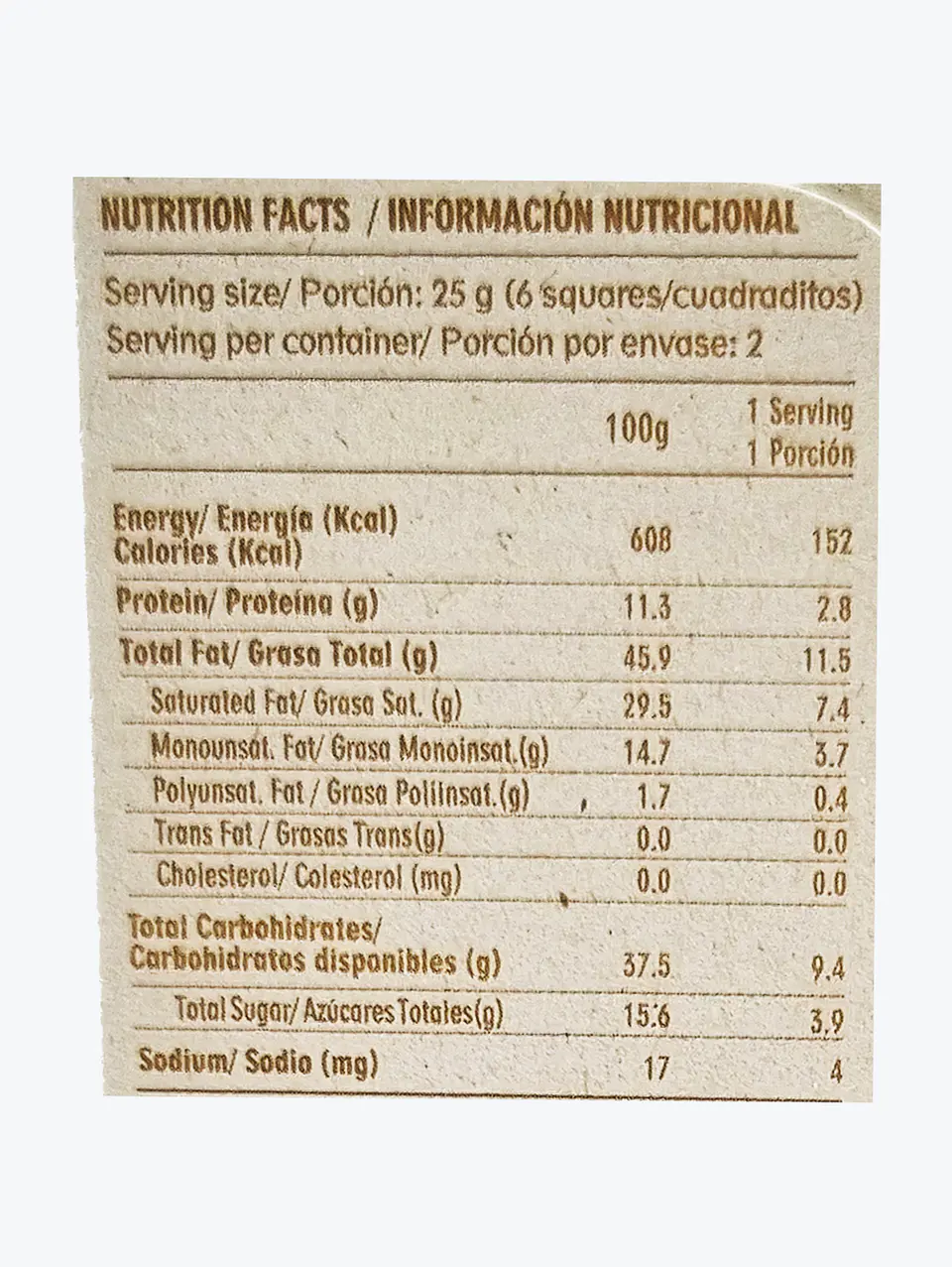 Barra de Chocolate Amargo 85% - LUA - 50g 2