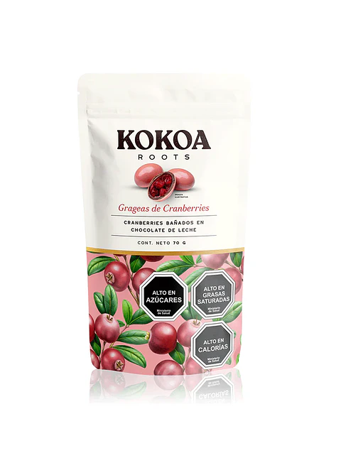 Grageas de Cranberries bañadas en Chocolate de Leche Rosado - Kokoa - 70g