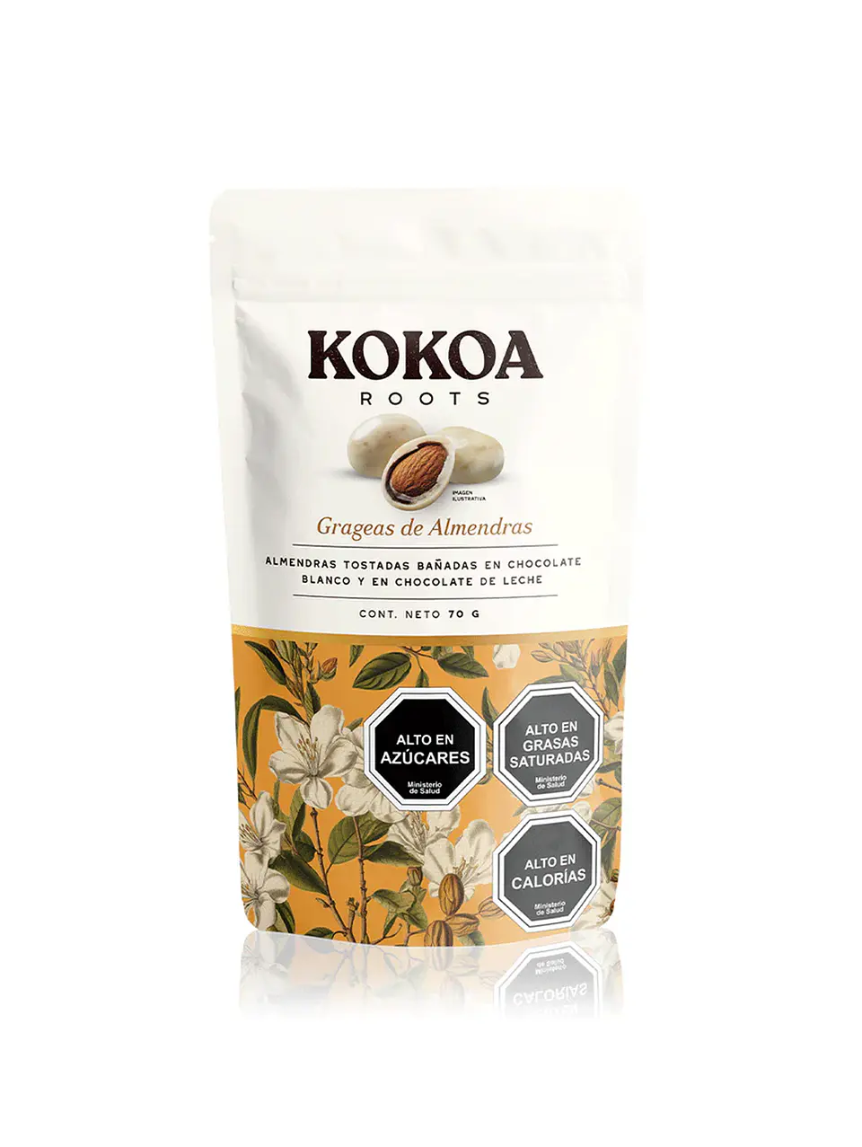 Grageas de Almendras tostadas bañadas en Chocolate Blanco y Chocolate de Leche - Kokoa - 70g 1