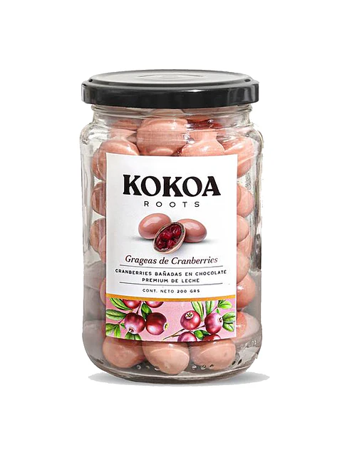 Grageas de Cranberries bañadas en Chocolate de Leche Rosado - Kokoa - 200g