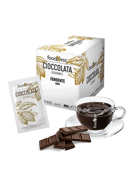 Chocolate Caliente Instantáneo Gourmet - Fondente Dark - Cioccolata FoodNess - Caja de 15 sobres