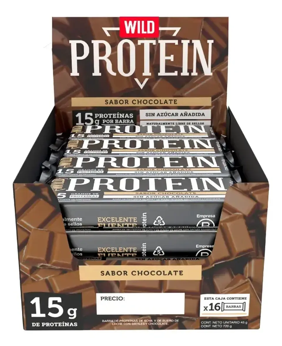 Barrita Wild Protein Chocolate - Caja de 16 unidades 1
