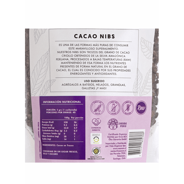 Cacao Nibs Orgánico 200g