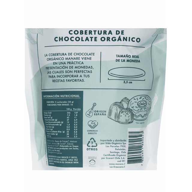 Cobertura de Chocolate Orgánico 70% cacao 400g 🍫🍩🍫🍩🍫🍩