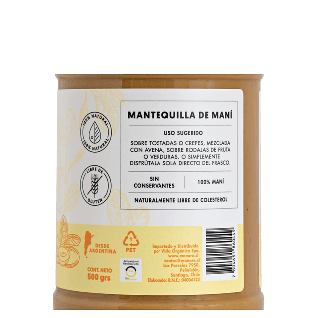 Mantequilla de maní Cremosa 500g MANARE
