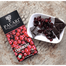Barra de Chocolate 60% Cacao Orgánico Cranberry 50g