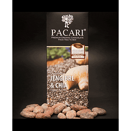 Barra de Chocolate 60% Cacao Orgánico Jengibre y Chía  50g