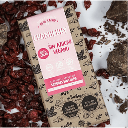 Barra 80% Cacao Cranberry Vegana Sin Azúcar 80g