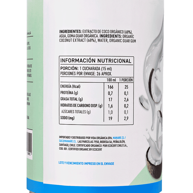 Bebida de Coco Orgánica 400ml