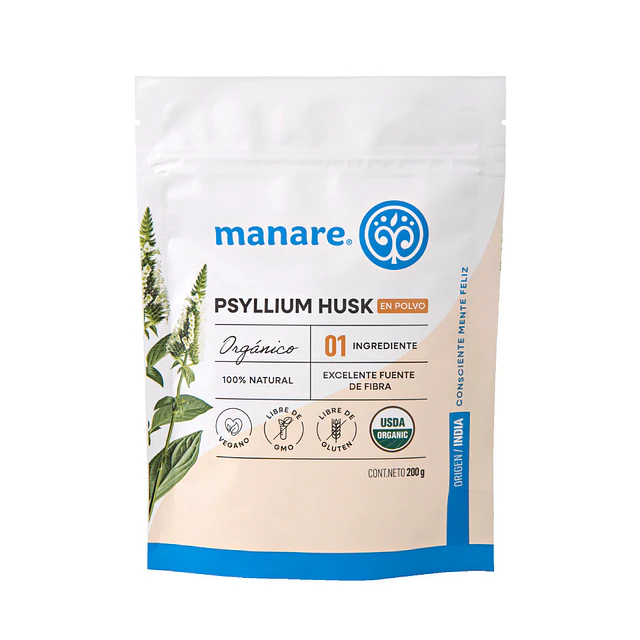 Psyllium Husk Natural en Polvo Manare 200g