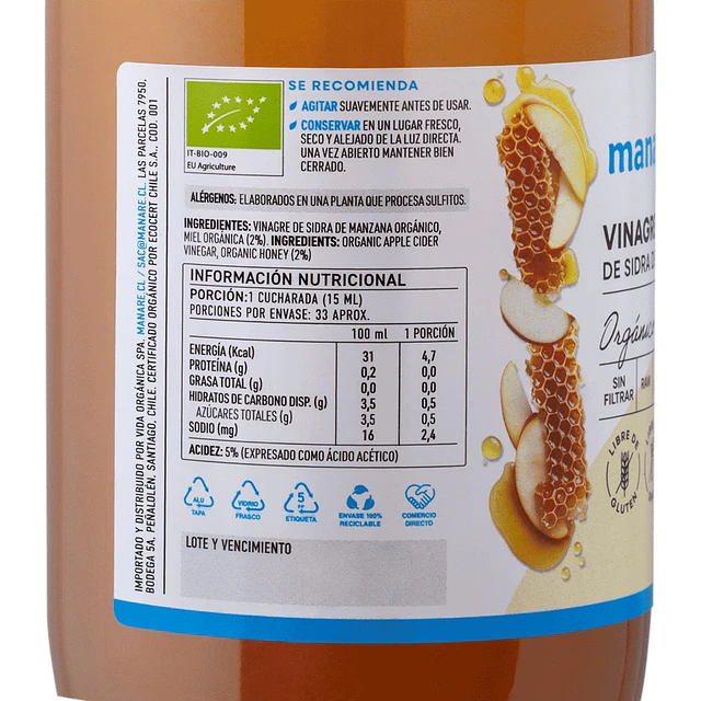 Vinagre con Miel Orgánico 500ml