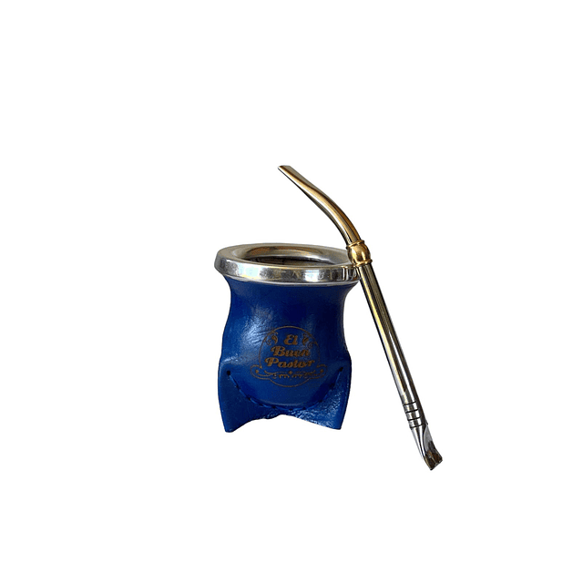 Mate Vidrio Templado Azul mas Bombilla