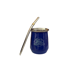 Mate Acero Inoxidable Azul con Bombilla El Buen Pastor