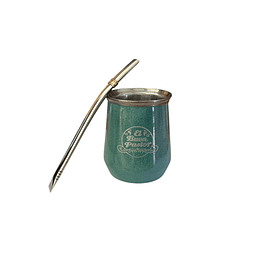 Mate Acero Inoxidable Verde Agua con Bombilla El Buen Pastor