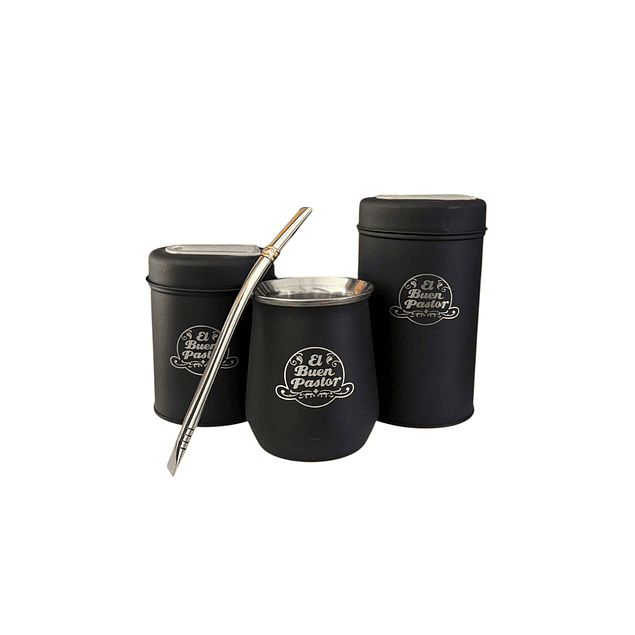 Set Matero Negro Acero Inoxidable El Buen Pastor