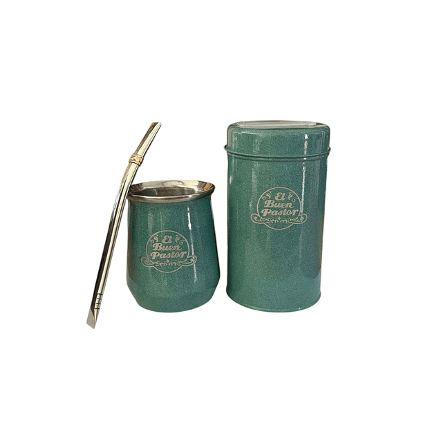 Set Matero Verde Agua Acero Inoxidable El Buen Pastor
