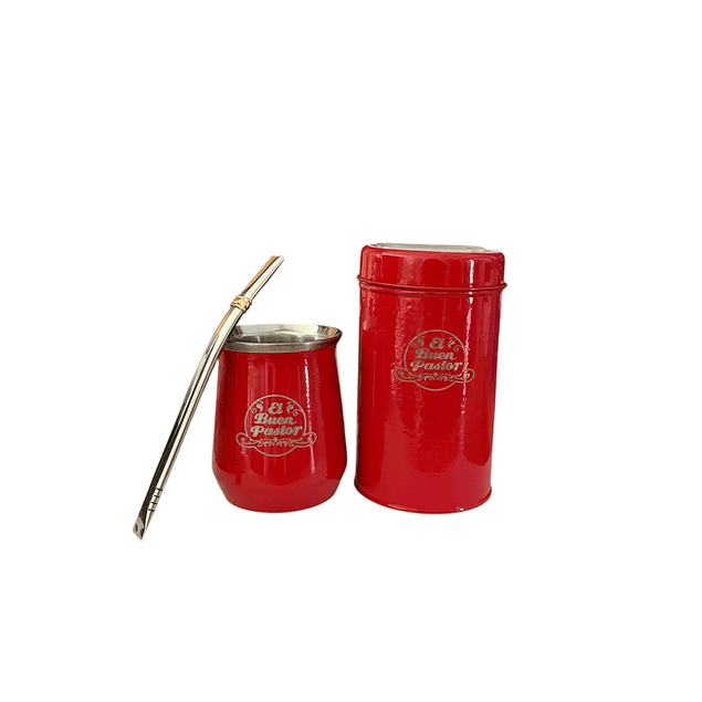 Set Matero Rojo Acero Inoxidable El Buen Pastor
