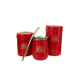 Set Matero Rojo Acero Inoxidable El Buen Pastor