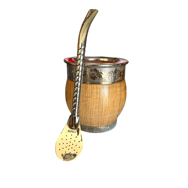 Mate Imperial Madera con Base mas Bombilla de Alpaca