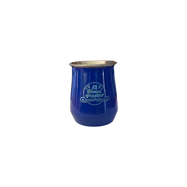 Mate Acero Inoxidable Azul con Bombilla El Buen Pastor