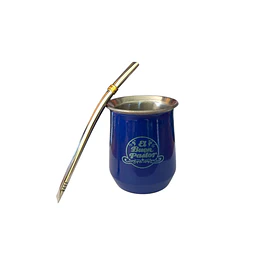 Mate Acero Inoxidable Azul con Bombilla El Buen Pastor