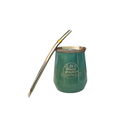 Mate Acero Inoxidable Verde Agua con Bombilla El Buen Pastor