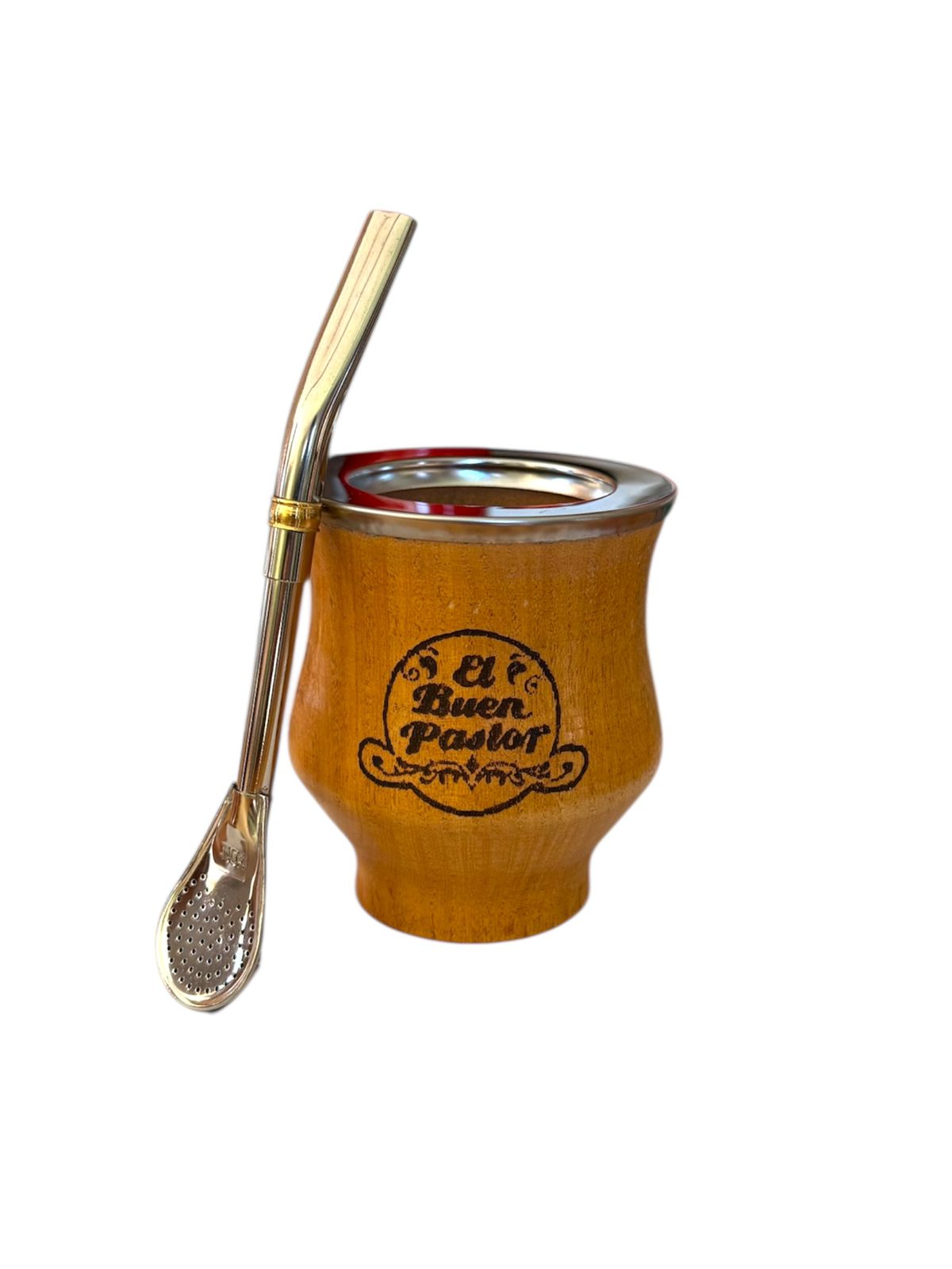 Mate Camionero de Madera Algarrobo con logo mas Bombilla 