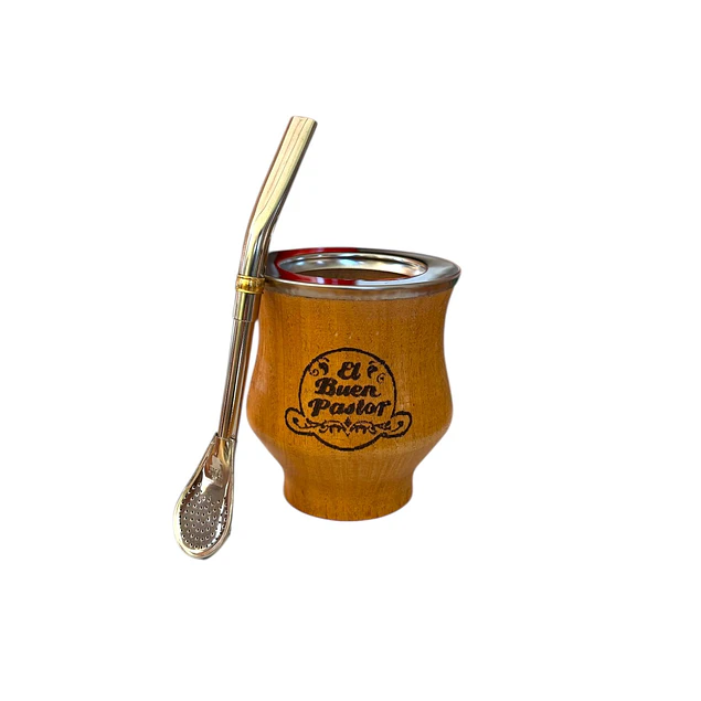 Mate Camionero de Madera Algarrobo con logo mas Bombilla 