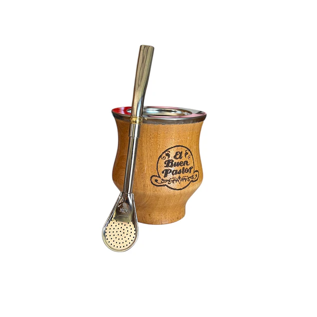 Mate Camionero de Madera Algarrobo con logo mas Bombilla 