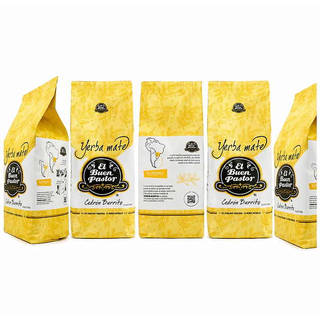 Pack 5 Yerba Mate Cedrón Burrito El Buen Pastor 500g libre de gluten