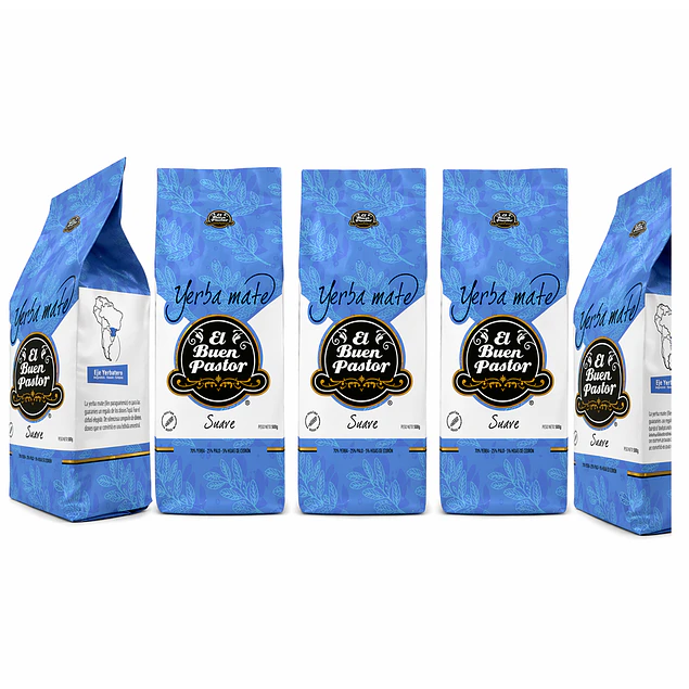 Pack 5 Yerba Mate  Tradicional Suave El Buen Pastor 500G libre de gluten
