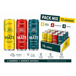 Pack x 12 Uni Bebida Energizante Natural Surtidas Yerba Mate El Buen Pastor 355 ml