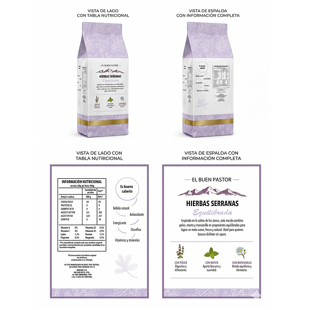 Yerba Mate Hierbas Serranas El Buen Pastor 500g libre de gluten