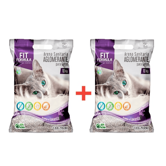 Pack 2 Arenas sanitaria Fit Formula con aglomerante Lavanda 10 kg